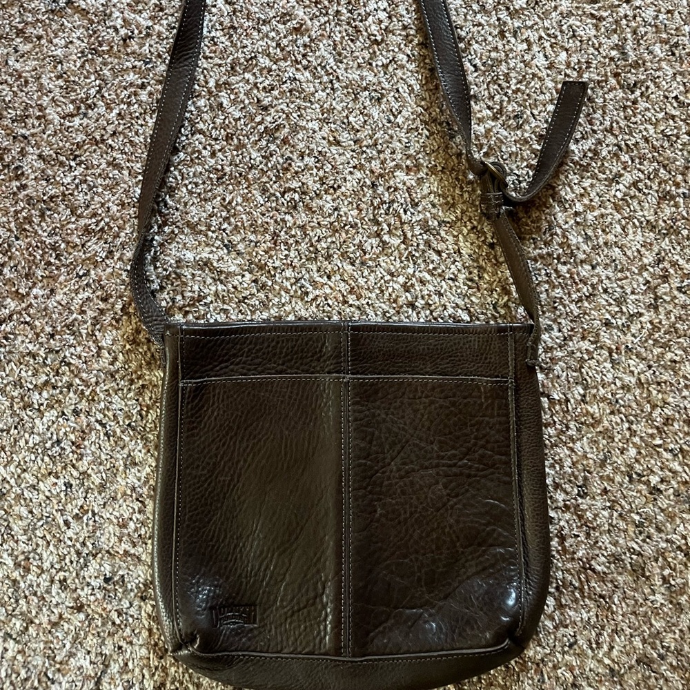 Duluth Trading Co Dark Brown Leather Messenger Bag